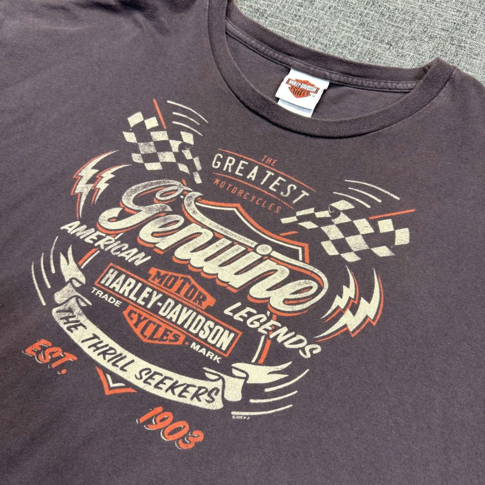 Harley Davidson T Shirt Mens XL Brown Holstein's Omaha Nebraska Graphic Racing
